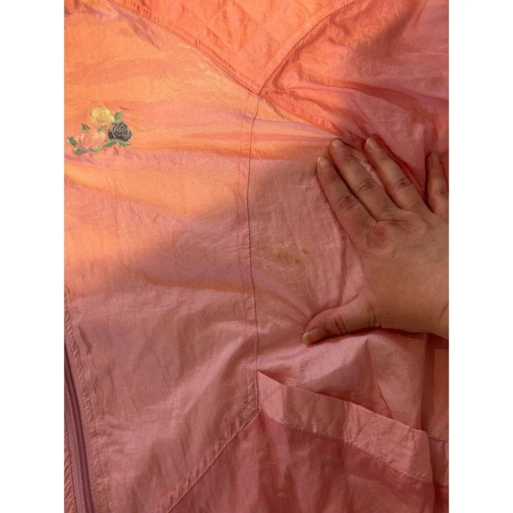Bold spirit vintage windbreaker tracksuit jacket pants set outfit XL pink floral